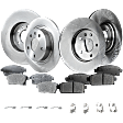 4-Wheel Set Front and Rear Brake Disc and Pad Kit, Plain Surface 5 Lugs Front-299.97 mm/Rear-292 mm Front-Semi-Metallic/Rear-Ceramic Pro-Line Series, Includes (4) Brake Disc and (2) Brake Pad Set
