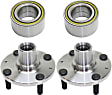 2-Wheel Set Front Wheel Hub, 4 Lugs, With Bearing, FWD, Includes (2) Wheel Hub and (2) Wheel Bearing