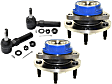 2-Wheel Set Front, Driver and Passenger Side Wheel Hub, 5 Lugs, With Bearing, Includes (2) Tie Rod End and (2) Wheel Hub