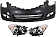3-Piece Kit Driver and Passenger Side Halogen Headlight, With bulb(s), OE Replacement, Includes (1) Bumper Cover and (2) Headlight