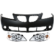 2007 Pontiac G6 - 3-Piece Kit Driver and Passenger Side Halogen Headlight, With bulb(s), OE Replacement,  Includes (1) Bumper Cover and (2) Headlight