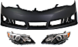 2012 Toyota Camry - 3-Piece Kit, Front Primed Bumper Cover, CAPA Certified, Includes (1) Bumper Cover and (2) Headlight