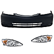 3-Piece Kit Driver and Passenger Side Halogen Headlight, With bulb(s), Sedan, OE Replacement, Includes (1) Bumper Cover and (2) Headlight