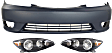 2006 Toyota Camry - 3-Piece Kit Driver and Passenger Side Halogen Headlight, With bulb(s), USA Built Vehicle, OE Replacement,  Includes (1) Bumper Cover and (2) Headlight