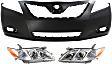 2007-2009 Toyota Camry - 3-Piece Kit Driver and Passenger Side Halogen Headlight, Without bulb(s), OE Replacement, Sedan, Includes (2) Headlight and (1) Bumper Cover