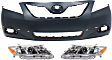 2007 Toyota Camry - 3-Piece Kit Driver and Passenger Side Halogen Headlight, Without bulb(s),  USA Built Vehicle, OE Replacement, Sedan,  Includes (1) Bumper Cover and (2) Headlight