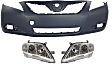 3-Piece Kit Driver and Passenger Side Halogen Headlight, Without bulb(s), OE Replacement, Sedan, Includes (2) Headlight and (1) Bumper Cover