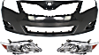 3-Piece Kit Driver and Passenger Side Halogen Headlight, With bulb(s), USA Built Vehicle, OE Replacement, Includes (1) Bumper Cover and (2) Headlight