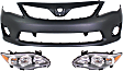 3-Piece Kit, Front Primed Bumper Cover, North America Built Vehicle, CAPA Certified, Includes (1) Bumper Cover and (2) Headlight