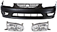 2001 Toyota Corolla - 3-Piece Kit Front Primed Bumper Cover,  Includes (1) Bumper Cover and (2) Headlight