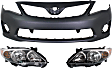 3-Piece Kit Driver and Passenger Side Halogen Headlight, With bulb(s), OE Replacement, Includes (2) Headlight and (1) Bumper Cover
