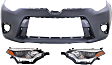 3-Piece Kit Driver and Passenger Side LED Headlight, With bulb(s), Fits CE/L/LE/LE Eco Sub-Models Only, Without Chrome Grille Surround, OE Replacement,  Includes (1) Bumper Cover and (2) Headlight
