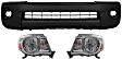 2009 Toyota Tacoma - 3-Piece Kit Front Textured Bumper Cover, 4WD, For Models Without Sport Package, Excludes X-Runner Model (Without Spoiler Type), CAPA Certified  Includes (1) Bumper Cover and (2) Headlight