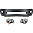 3-Piece Kit Driver and Passenger Side Halogen Headlight, With bulb(s), OE Replacement, Includes (2) Headlight and (1) Bumper Cover