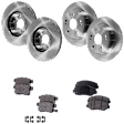 4-Wheel Set Front and Rear Brake Disc and Pad Kit, Plain Surface 5 Lugs Ceramic Pro-Line Series, Includes (4) Disc and (2) Pad Set