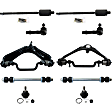 10-Piece Kit Front, Driver and Passenger Side, Upper Control Arm Kit, Includes (2) Ball Joint, (2) Control Arm, (2) Sway Bar Link, and (4) Tie Rod End