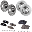 4-Wheel Set Front and Rear Brake Disc and Pad Kit, Plain Surface 5 Lugs Front-329.95 mm/Rear-334.01 mm Ceramic Pro-Line Series, Includes (4) Disc and (2) Pad Set