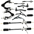 11-Piece Kit Driver and Passenger Side Suspension Kit, Includes (4) Control Arm, (4) Tie Rod End, (1) Steering Rack and (2) Steering Rack Boot