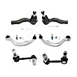 6-Piece Kit Front, Driver and Passenger Side, Lower, Rearward Control Arm Kit, Coupe/Convertible, Includes (2) Control Arm, (2) Sway Bar Link, and (2) Tie Rod End