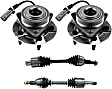 4-Piece Kit Front, Driver and Passenger Side Suspension Kit, Includes (2) Axle Assembly and (2) Wheel Hub