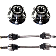 4-Piece Kit Front, Driver and Passenger Side Suspension Kit, Includes (2) Axle Assembly and (2) Wheel Hub