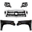 4-Piece Kit Driver and Passenger Side Halogen Headlight, Without bulb(s), OE Replacement, Includes (2) Fender, (1) Grille Assembly and (1) Headlight
