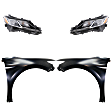 4-Piece Kit Driver and Passenger Side LED Headlight, With bulb(s), OE Replacement, Includes (2) Fender and (2) Headlight