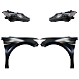 4-Piece Kit Driver and Passenger Side LED Headlight, With bulb(s), OE Replacement, Includes (2) Fender and (2) Headlight