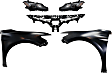 5-Piece Kit Driver and Passenger Side Halogen Headlight, Includes (2) Fender, (1) Grille Assembly, and (2) Headlight