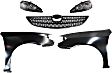 5-Piece Kit Driver and Passenger Side Halogen Headlight, Sedan, Includes (2) Fender, (1) Grille Assembly, and (2) Headlight