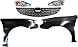 5-Piece Kit Driver and Passenger Side Halogen Headlight, Sedan, Includes (2) Fender, (1) Grille Assembly, and (2) Headlight