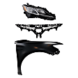 3-Piece Kit Passenger Side LED Headlight, Includes (1) Fender, (1) Grille Assembly, and (1) Headlight, CAPA Certified