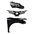 3-Piece Kit Passenger Side LED Headlight, Includes (1) Fender, (1) Grille Assembly, and (1) Headlight, CAPA Certified