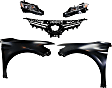 5-Piece Kit Driver and Passenger Side Halogen Headlight, Includes (2) Fender, (1) Grille Assembly, and (2) Headlight