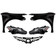5-Piece Kit Driver and Passenger Side Halogen Headlight, Includes (2) Fender, (1) Grille Assembly, and (2) Headlight