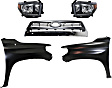 4-Piece Kit Driver and Passenger Side LED Headlight, With bulb(s), OE Replacement, Includes (2) Fender, (1) Grille Assembly and (1) Headlight