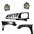 5-Piece Kit, Front, Driver and Passenger Side Fender, RWD, Without Pre-Runner Model, Includes (2) Fender, (1) Grille, and (2) Headlight
