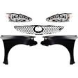 5-Piece Kit Driver and Passenger Side Halogen Headlight, USA Built Vehicle, Includes (2) Fender, (1) Grille Assembly, and (2) Headlight