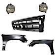 5-Piece Kit, Front, Driver and Passenger Side Fender, RWD, Without Pre-Runner Model, Includes (2) Fender, (1) Grille, and (2) Headlight