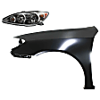 2-Piece Kit Driver Side Halogen Headlight, With bulb(s), USA Built Vehicle, OE Replacement, Includes (1) Fender and (1) Headlight