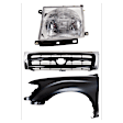 3-Piece Kit, Grille Chrome Shell with Painted Silver Insert, Includes (1) Fender, (1) Grille, and (1) Headlight