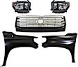 4-Piece Kit Driver and Passenger Side LED Headlight, With bulb(s), OE Replacement, Includes (2) Fender, (1) Grille Assembly and (1) Headlight
