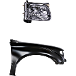 2-Piece Kit, Front, Passenger Side Fender, For Models Without Opening Flares, Includes (1) Fender and (1) Headlight