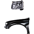 2-Piece Kit, Front, Driver Side Fender, For Models Without Opening Flares, Includes (1) Fender and (1) Headlight
