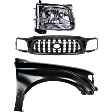 3-Piece Kit, Grille Paintable, Includes (1) Fender, (1) Grille, and (1) Headlight