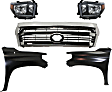 4-Piece Kit Driver and Passenger Side LED Headlight, With bulb(s), OE Replacement, Includes (2) Fender, (1) Grille Assembly and (1) Headlight