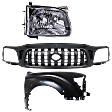 3-Piece Kit, Grille Paintable, Includes (1) Fender, (1) Grille, and (1) Headlight