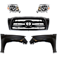 5-Piece Kit Driver and Passenger Side Halogen Headlight, Includes (2) Fender, (1) Grille Assembly, and (2) Headlight