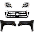 5-Piece Kit, Grille Chrome Shell with Black Insert, Includes (2) Fender, (1) Grille, and (2) Headlight