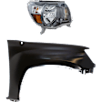 2007 Toyota Tacoma - 2-Piece Kit Passenger Side Halogen Headlight, With bulb(s), Type 1, OE Replacement, RWD, CAPA Certified  Includes (1) Fender and (1) Headlight